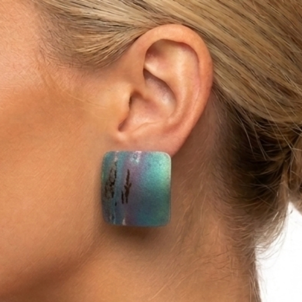 Vintage Blue Purple 80s Stud Earrings Whimsigoth Bohemian Preppy Elegant Retro
